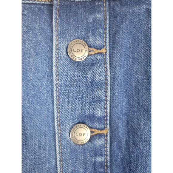 Loft Skirt 6 Womens Mid Length Medium Wash Buttonfly Pockets Summer Denim - Picture 4 of 8